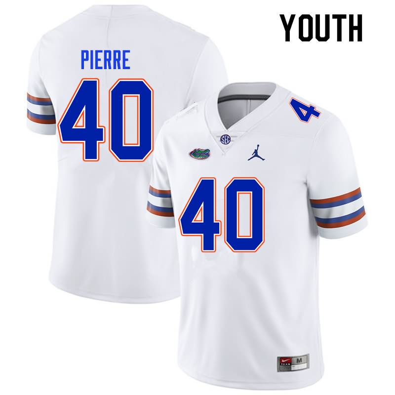 Youth NCAA Florida Gators Jesiah Pierre #40 Stitched Authentic Nike White College Football Jersey WDY0665TY